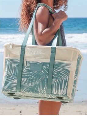 ALOHA Collection Mint Palm Leaf Clear Beach Tote